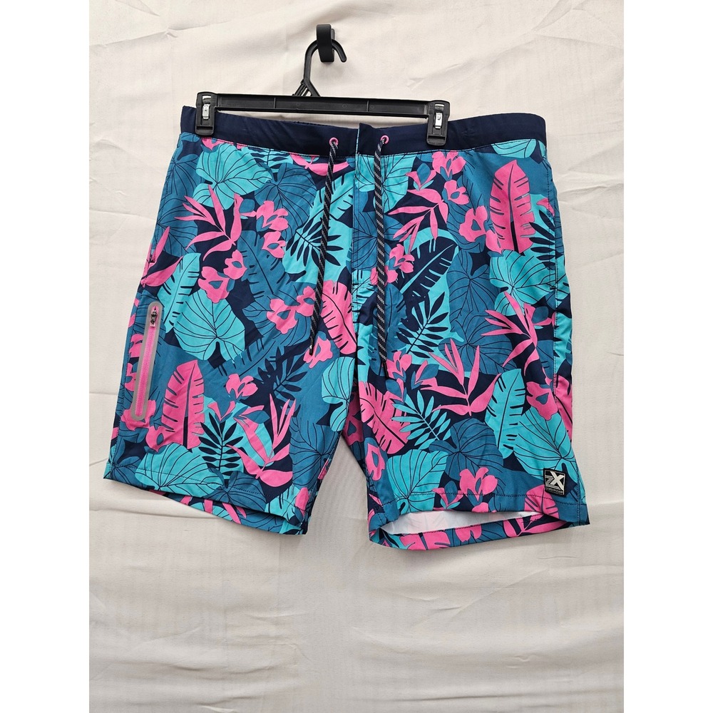 ZeroXposur Mens Swim Trunks XL Pink Island Tropical Floral Board Shorts C88041S